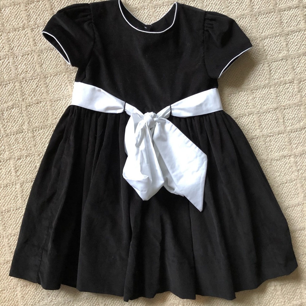 Claire & Charlie black corduroy dress w/ white bow